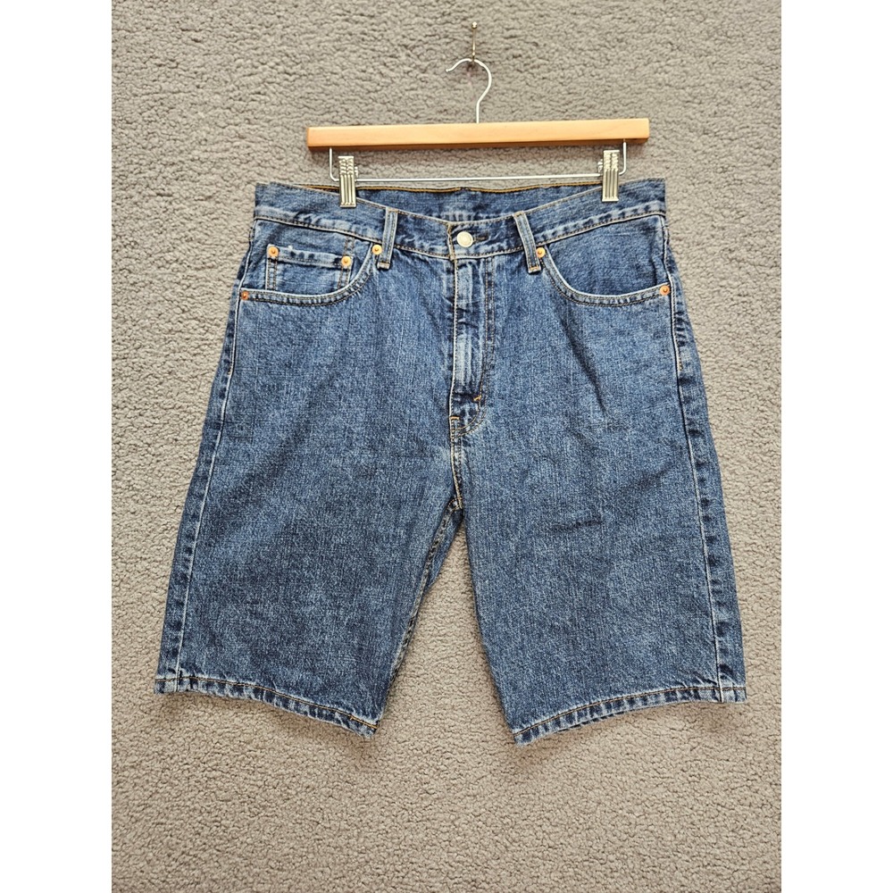 Levi's 505 Denim Shorts 33 Blue Medium Wash Regular Fit Jorts Skater Retro